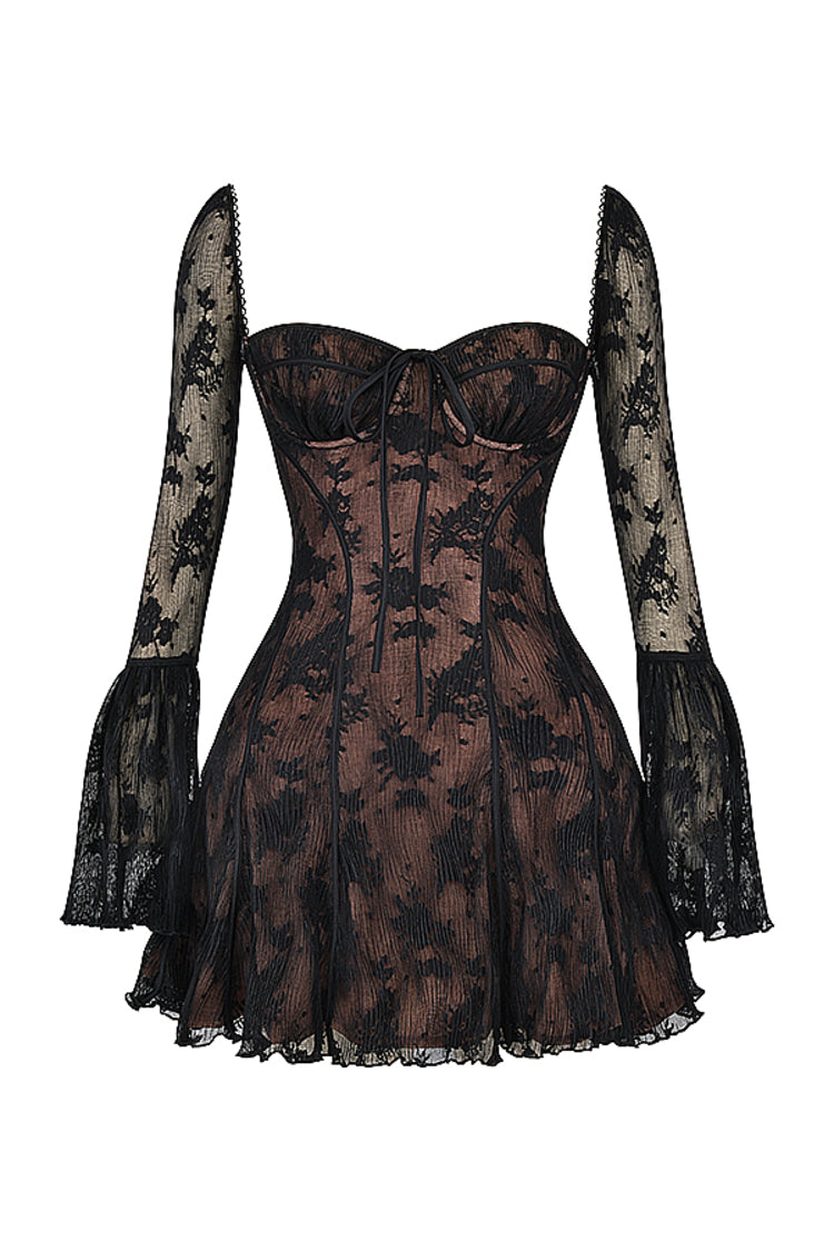 'Analissa' Black Lace Corset Dress-Luxandluxy
