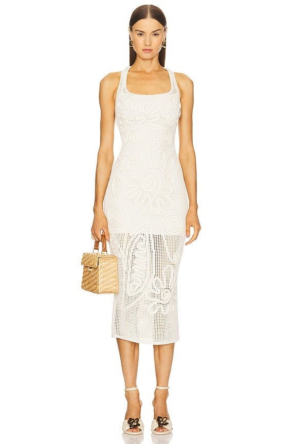 Fantasy Flower Net Midi Dress