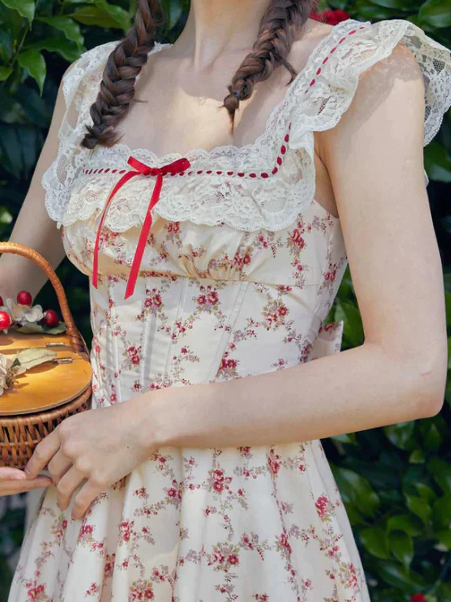 Red Garnet Corset Dress & Cardigan Set-Luxandluxy