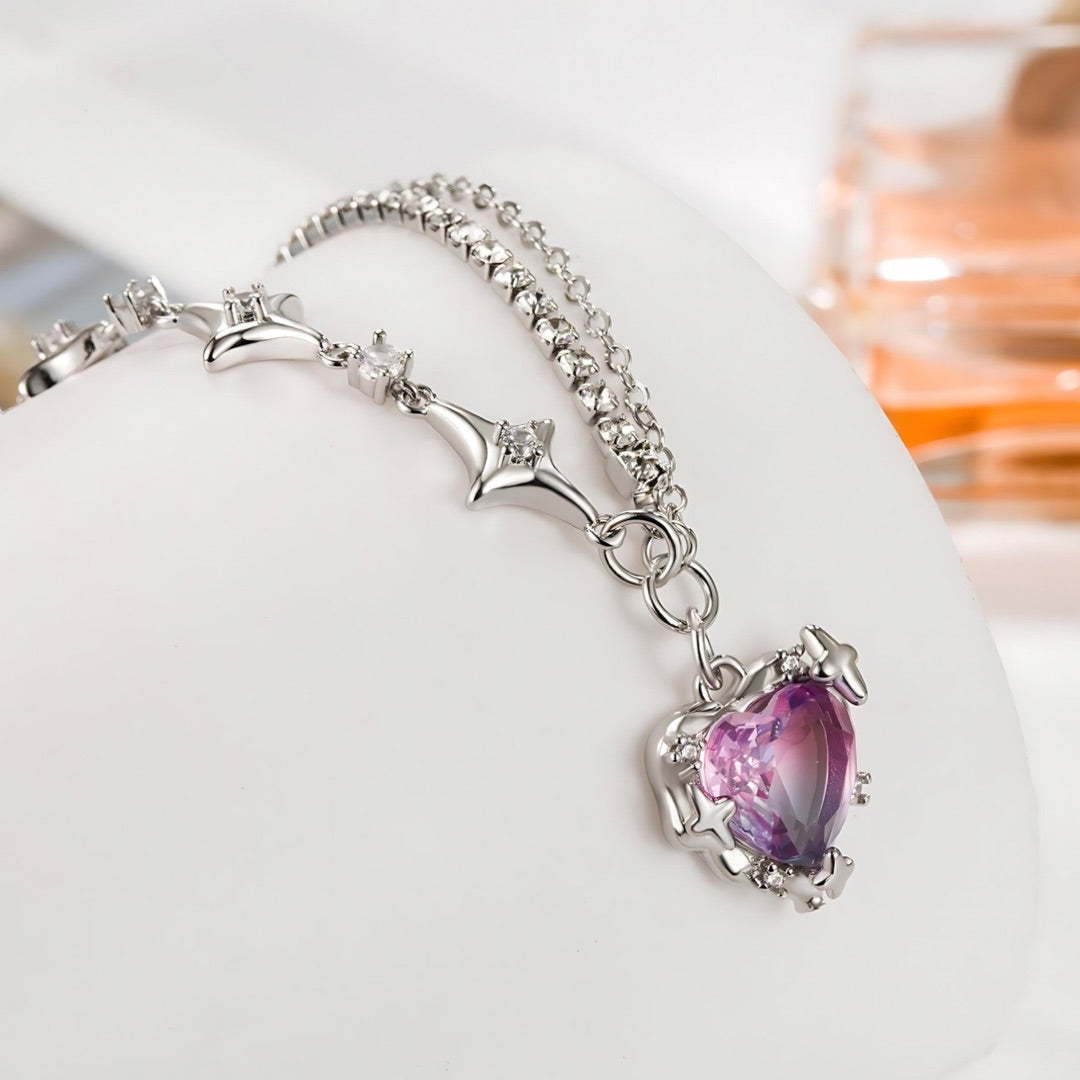 Starry Heart Clavicular Necklace-Luxandluxy