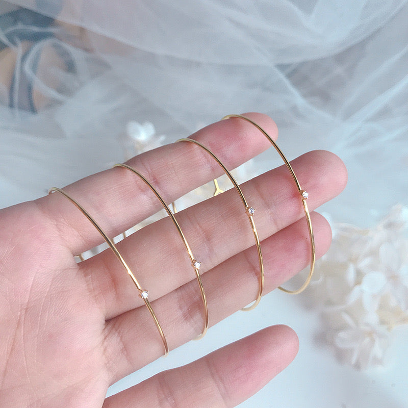 Thin Bangle & 6-petal Bracelet Stack-Luxandluxy