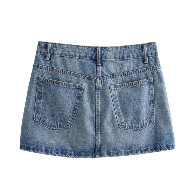 Beach Light Wash Denim Mini Skirt