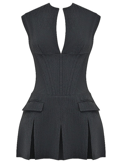 Eleanor Charcoal Pleated Corset Dress