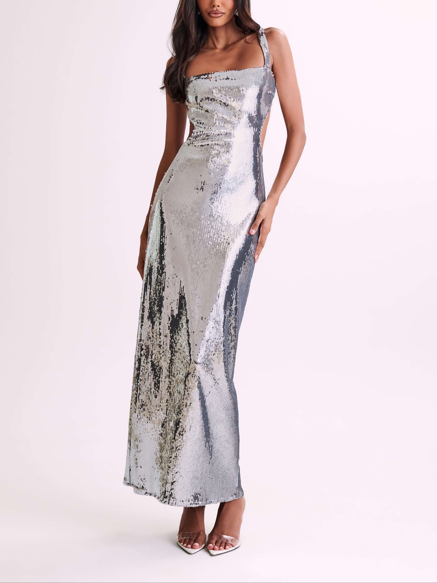 Adoria Sequin Cut Out Maxi Dress