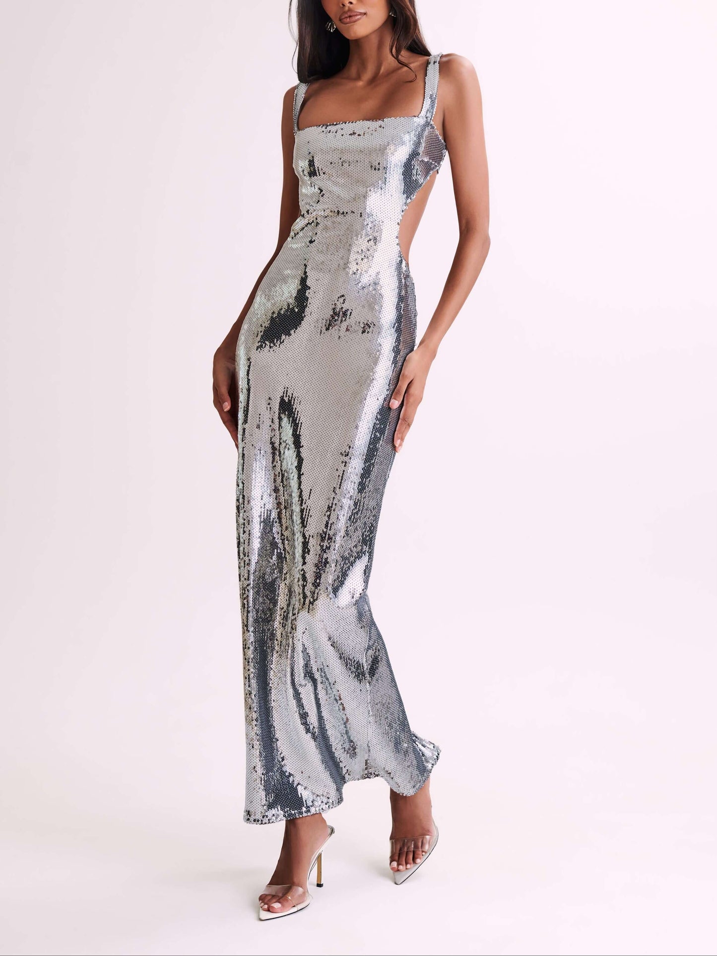 Adoria Sequin Cut Out Maxi Dress