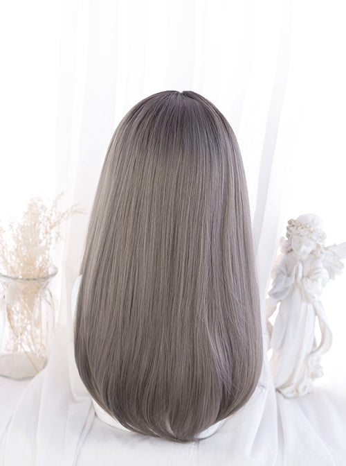 Gray Ombre Bangs Long Bob Wig