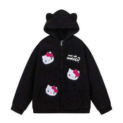 Hello Kitty Lambswool Embroidery Hoodie