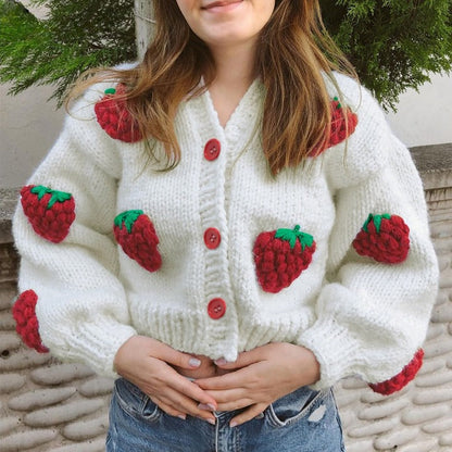 3d Popout Peach Strawberry Cardigan