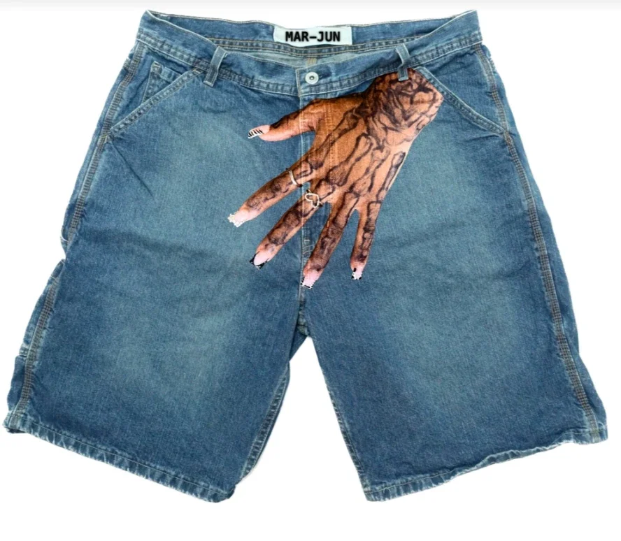 Hand on my zip area Jorts