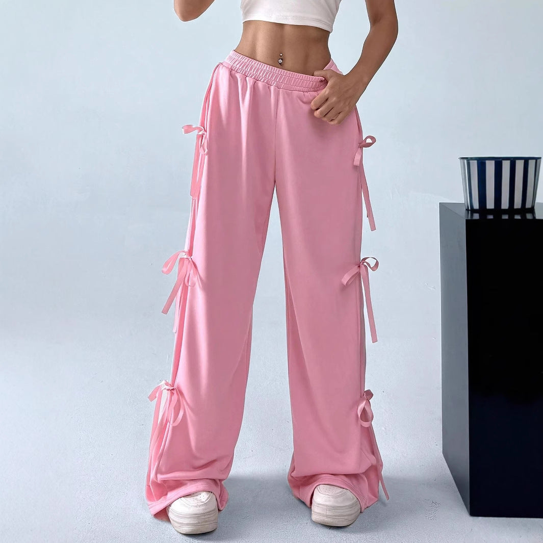 Pink Side Bow Tie Sweatpants