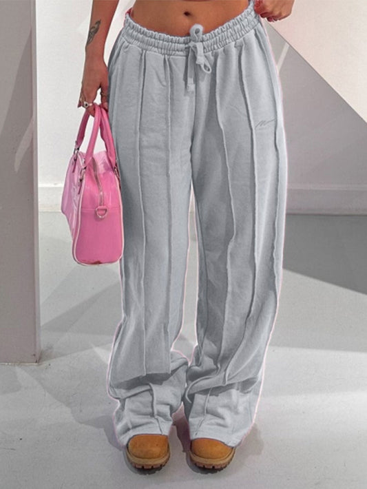 Low Rise Paneled Wide Leg Sweatpants