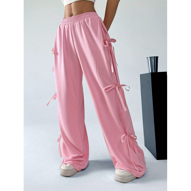 Pink Side Bow Tie Sweatpants