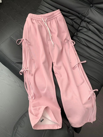 Pink Side Bow Tie Sweatpants