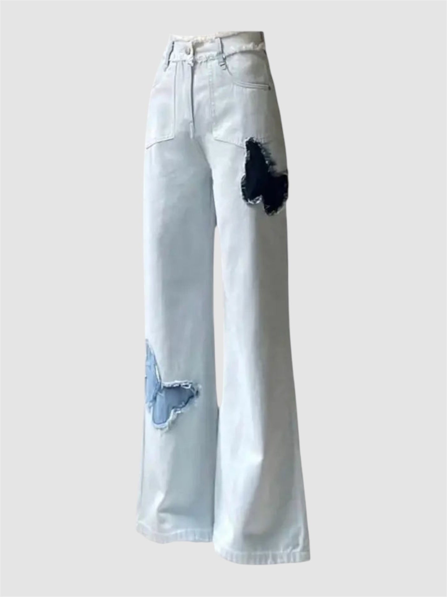 Butterfly Patch Wide Leg Jeans