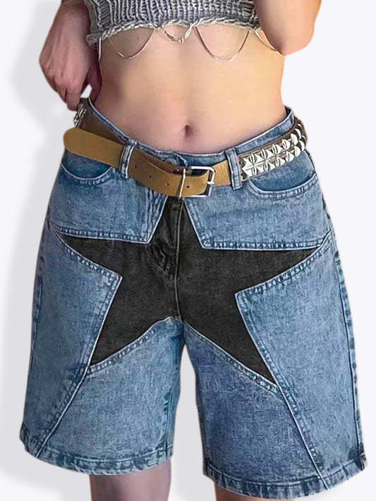 Center Star Patchwork Jorts