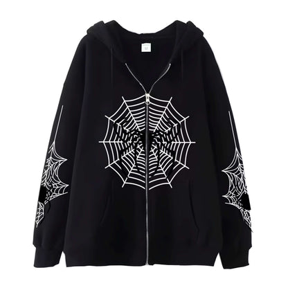 Spider Zip Up Y2K Hoodie