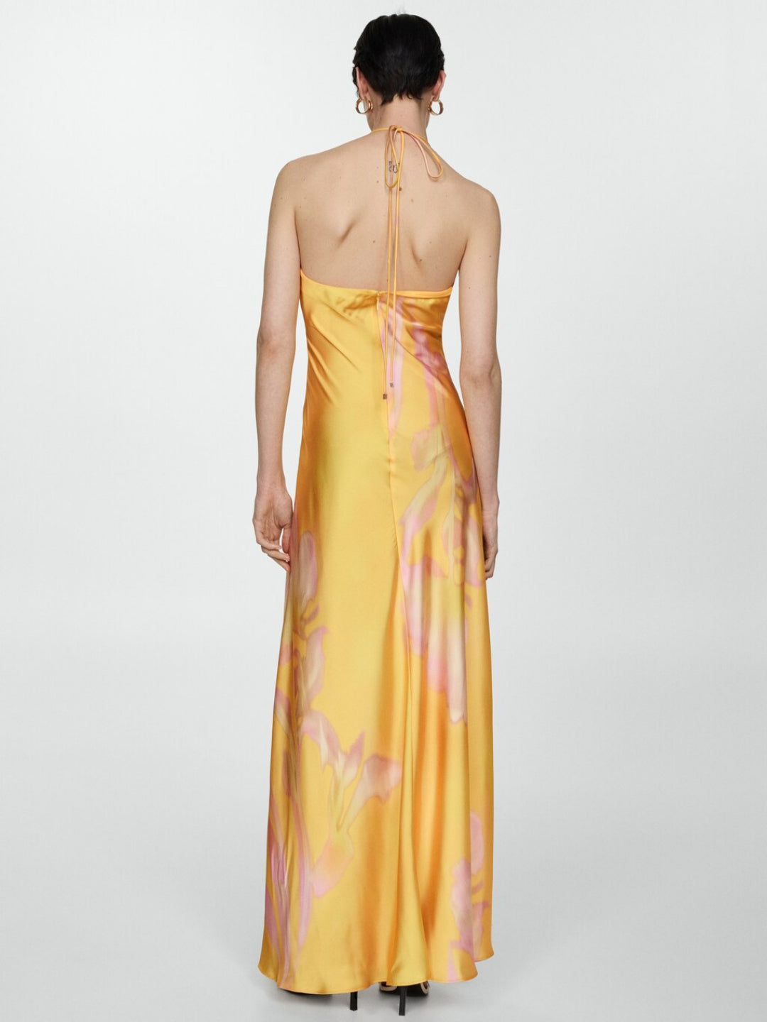 Halterneck Printed Satin Dress