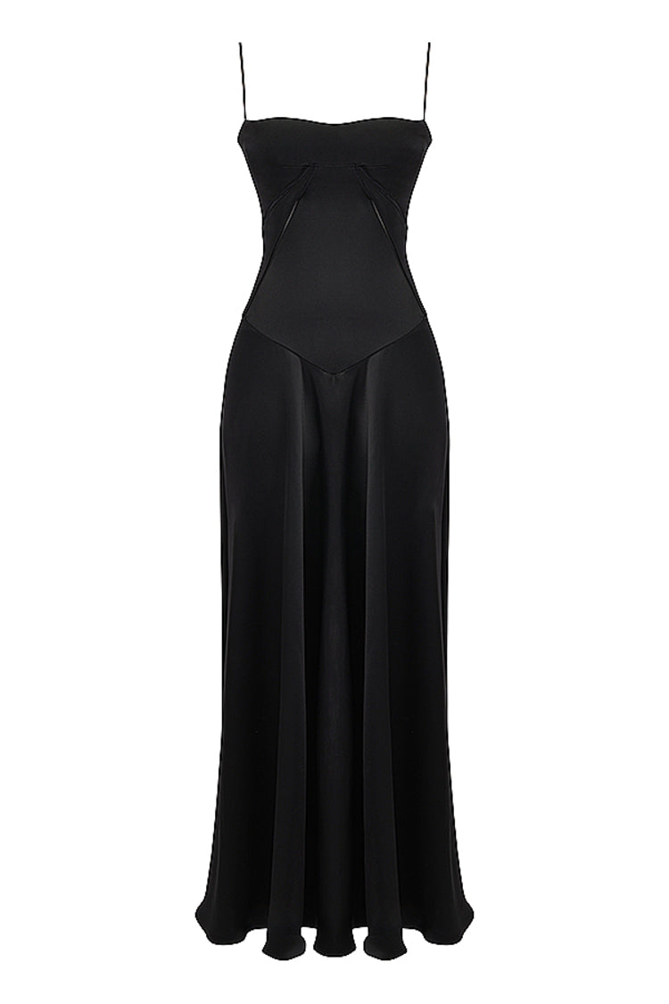 'Anabella' Black Lace Maxi Dress-Luxandluxy