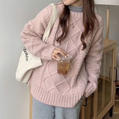 Crewneck Cable Knit Sweater