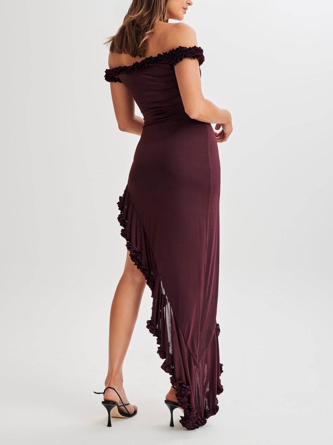 Arielle Off Shoulder Ruffle Midi Dress-Luxandluxy