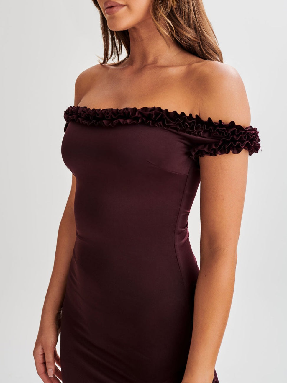 Arielle Off Shoulder Ruffle Midi Dress-Luxandluxy