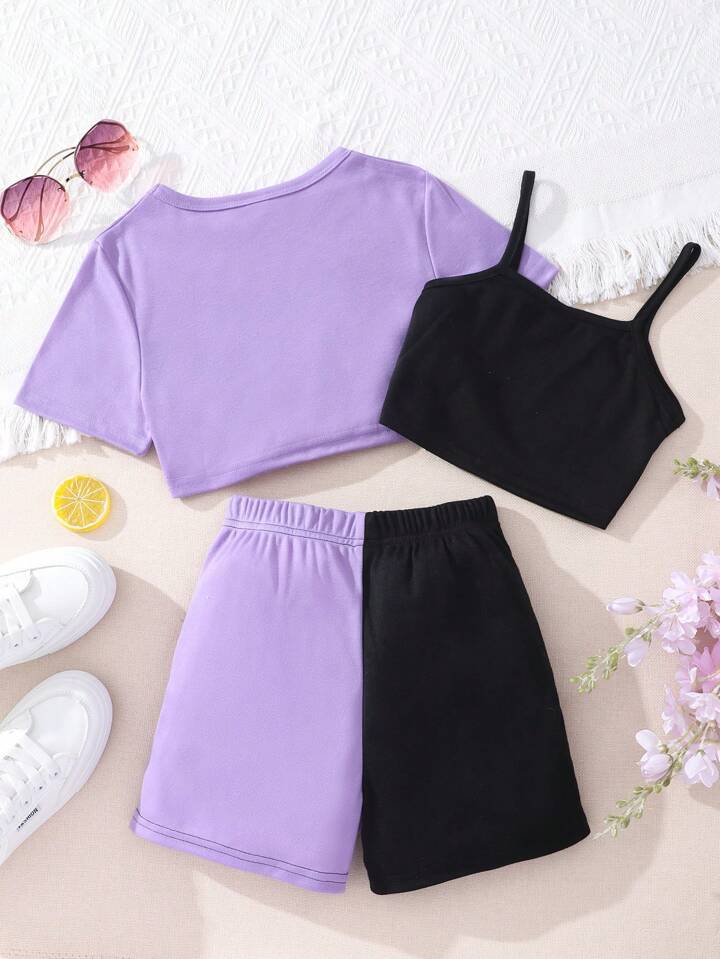 'Baby' Vest Shorts & Tank Top 3Pcs Set-Luxandluxy