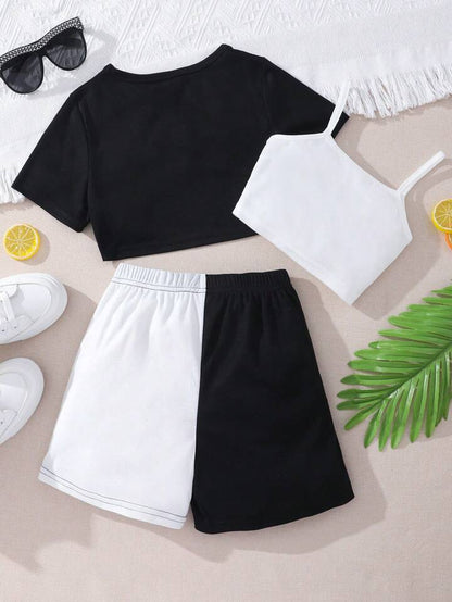 'Baby' Vest Shorts & Tank Top 3Pcs Set-Luxandluxy