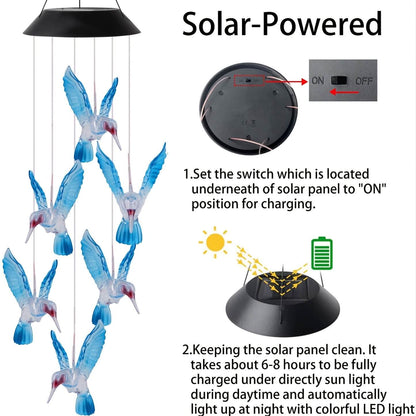 Bird Solar LED Wind Chimes-Luxandluxy