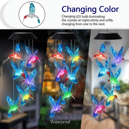 Bird Solar LED Wind Chimes-Luxandluxy