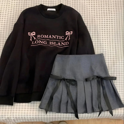 Black Romantic Long Island Sweatshirt-Luxandluxy