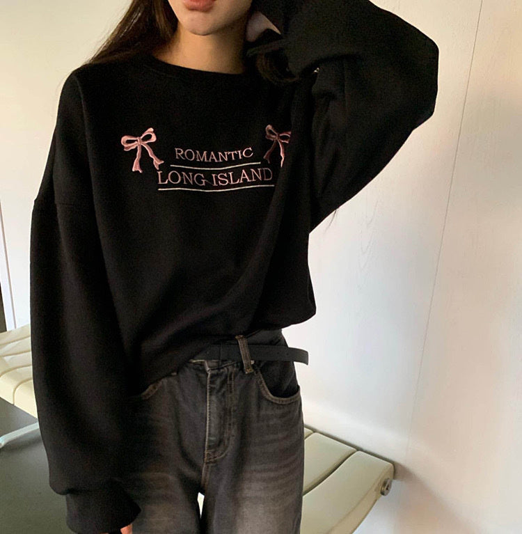 Black Romantic Long Island Sweatshirt-Luxandluxy