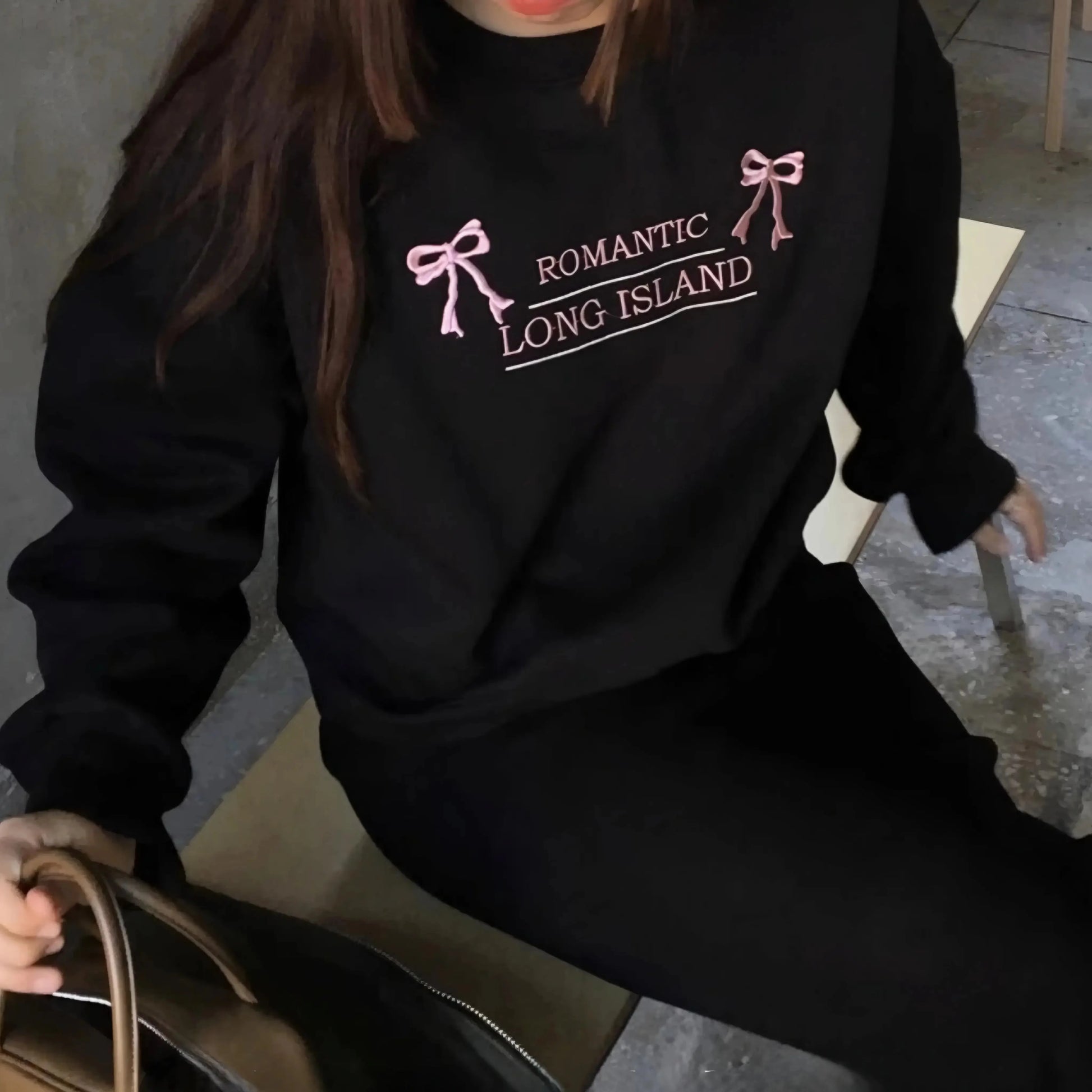 Black Romantic Long Island Sweatshirt-Luxandluxy