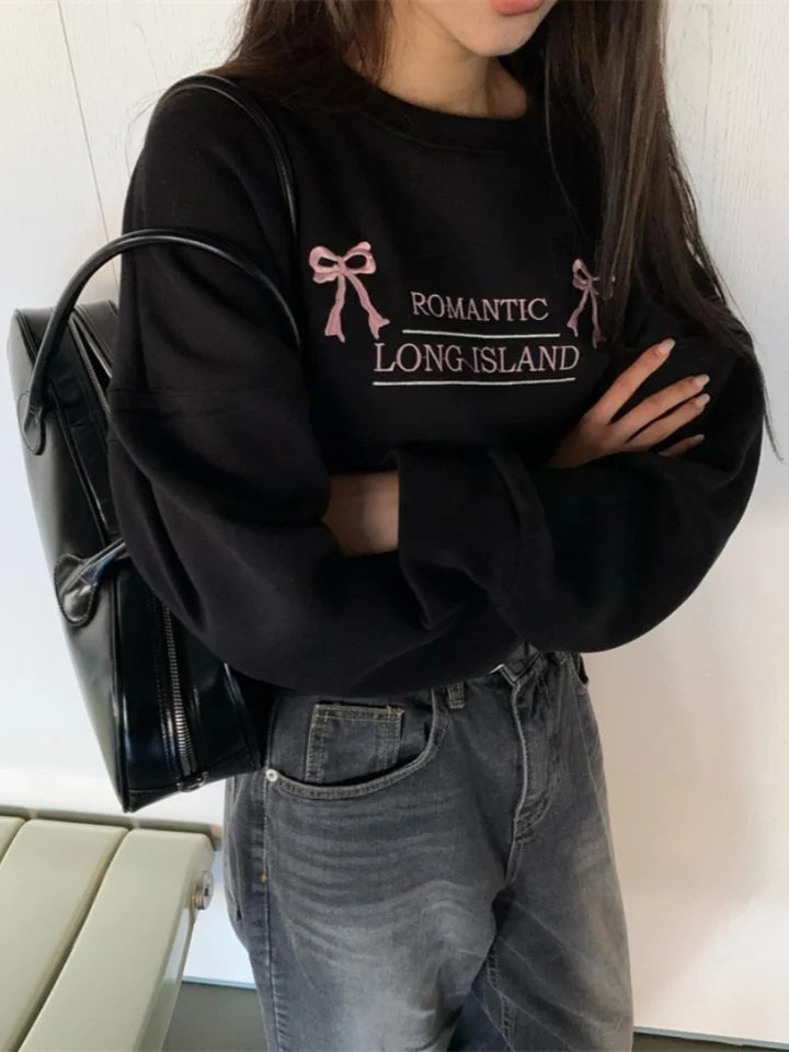 Black Romantic Long Island Sweatshirt-Luxandluxy