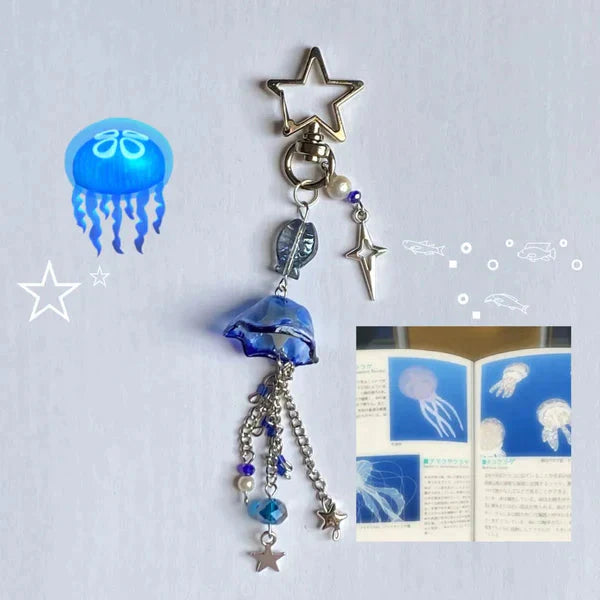 Blue Jellyfish Keychain & Phone Chain-Luxandluxy