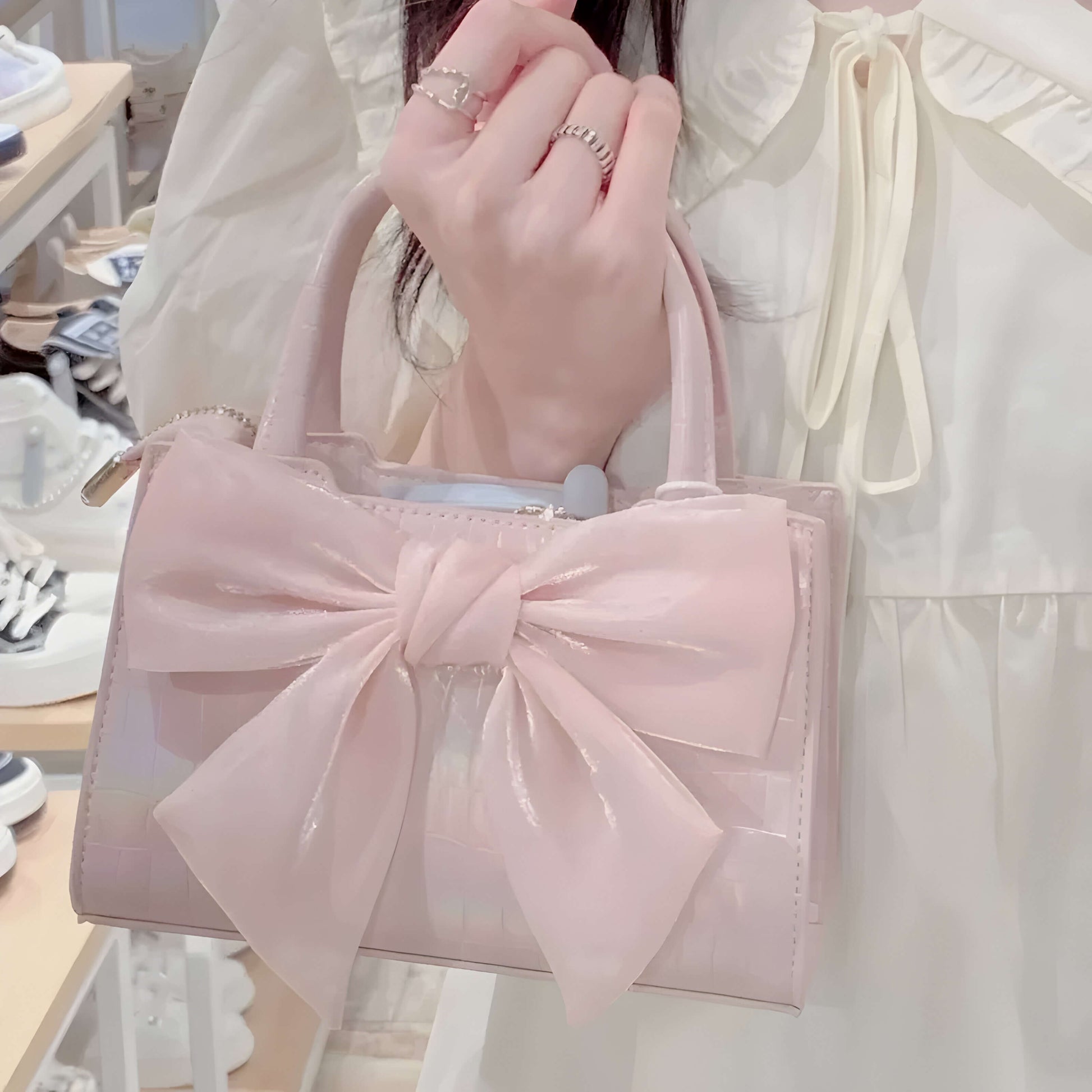 Bowknot Square Handbag-Luxandluxy