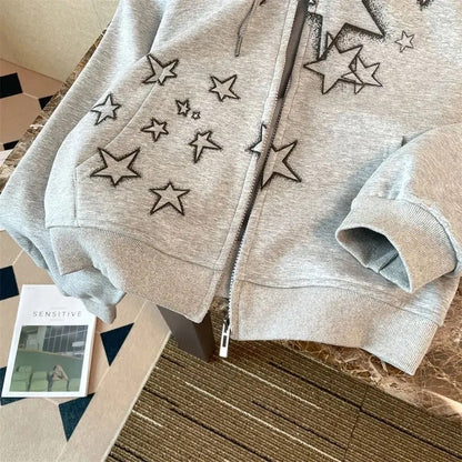 Cascading Stars Zip-up Hoodie-Luxandluxy