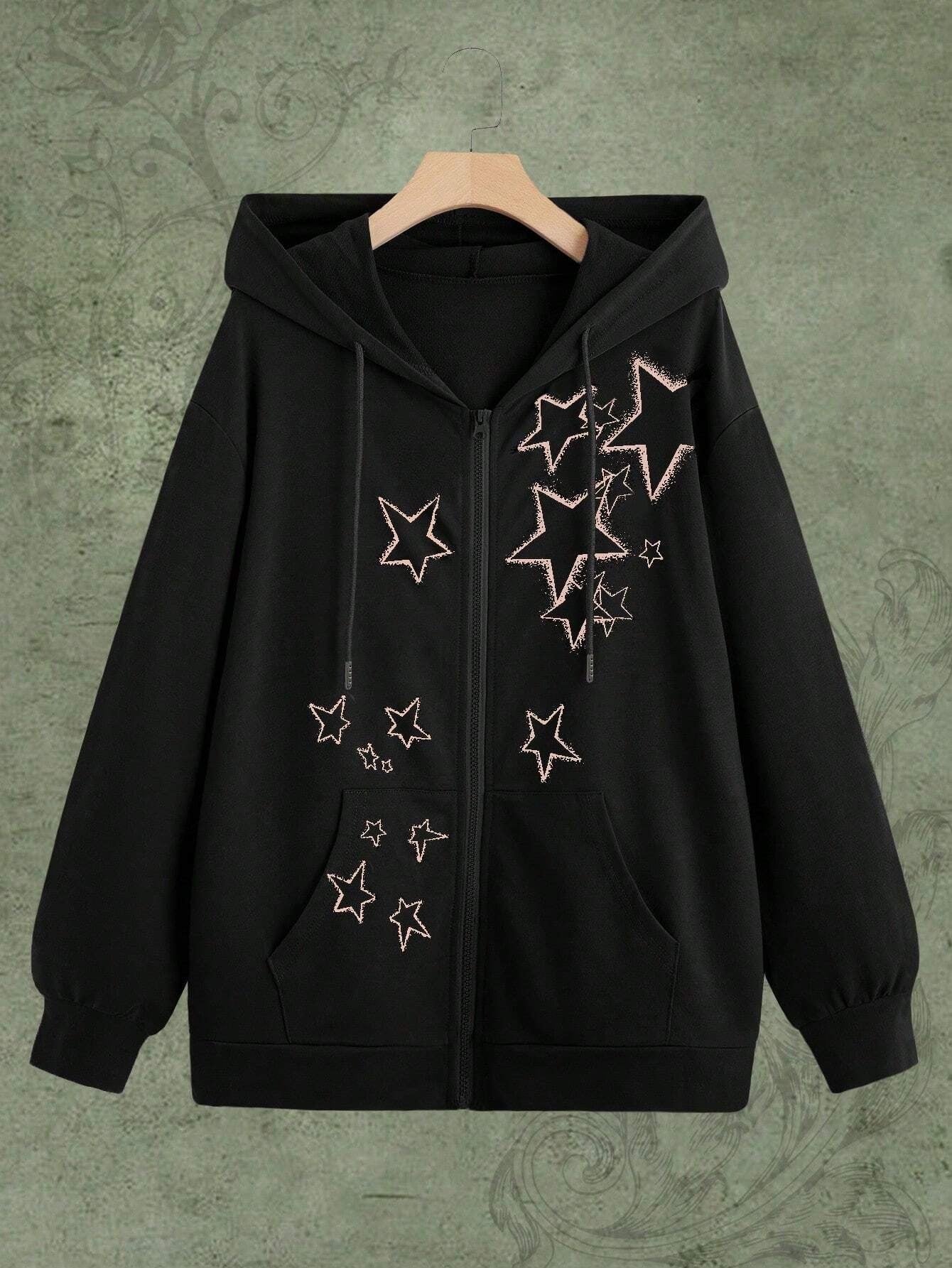 Cascading Stars Zip-up Hoodie-Luxandluxy