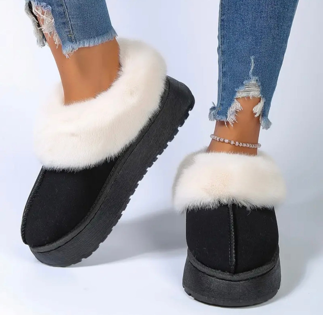 Casual Ankle Fur Shoes-Luxandluxy