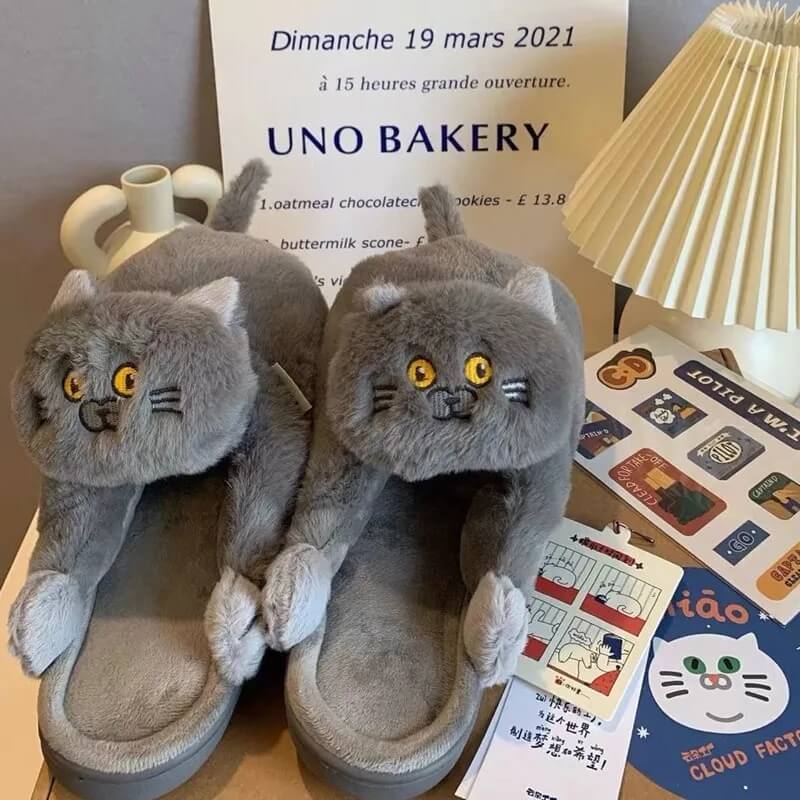 Cat Slippers-Luxandluxy