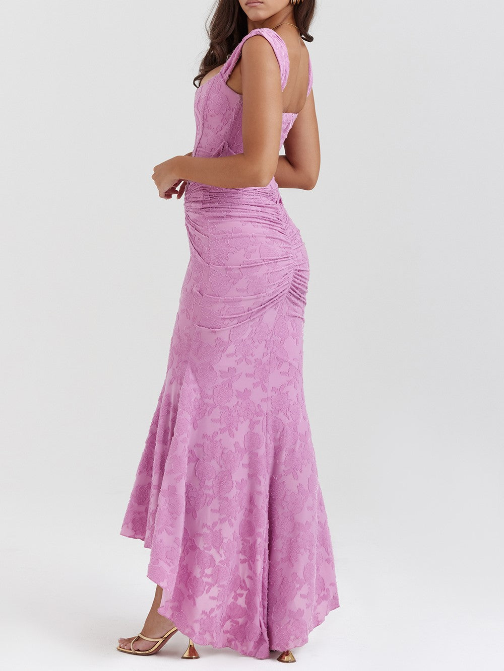 Cesca Rose Pink Floral Maxi Dress-Luxandluxy