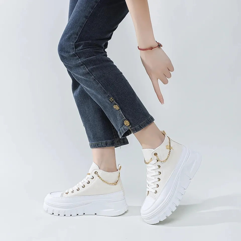 Chain High Top Platform Sneakers-Luxandluxy