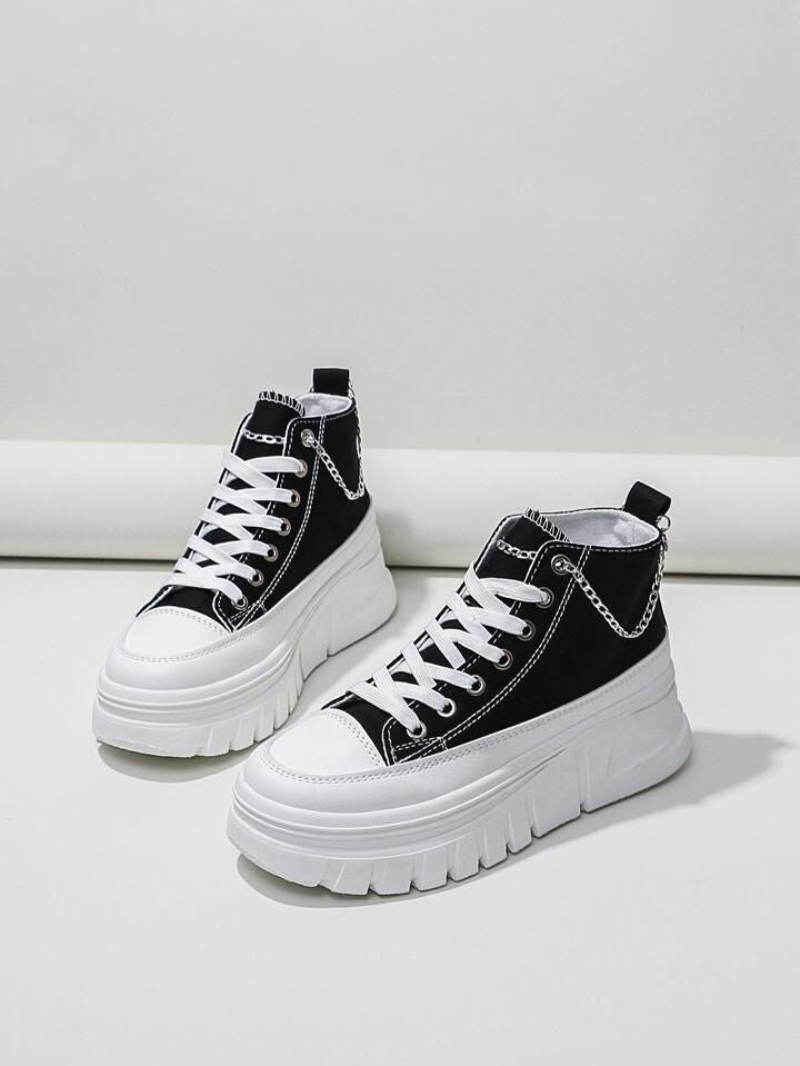 Chain High Top Platform Sneakers-Luxandluxy