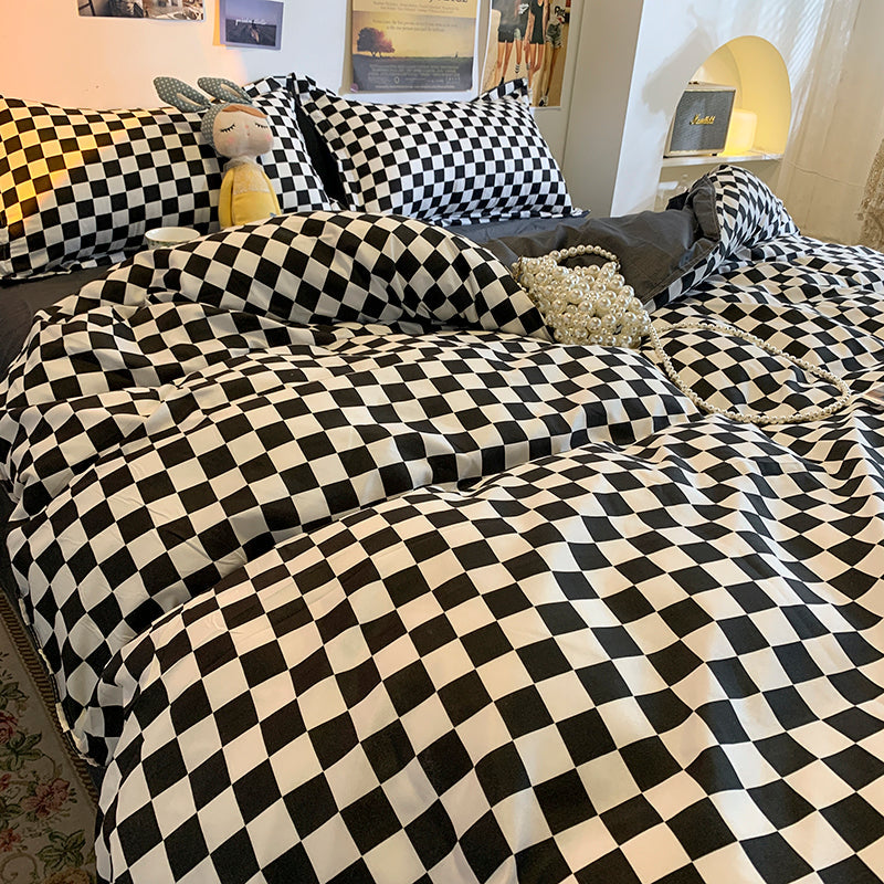 Checkerboard Bedding Set-Luxandluxy