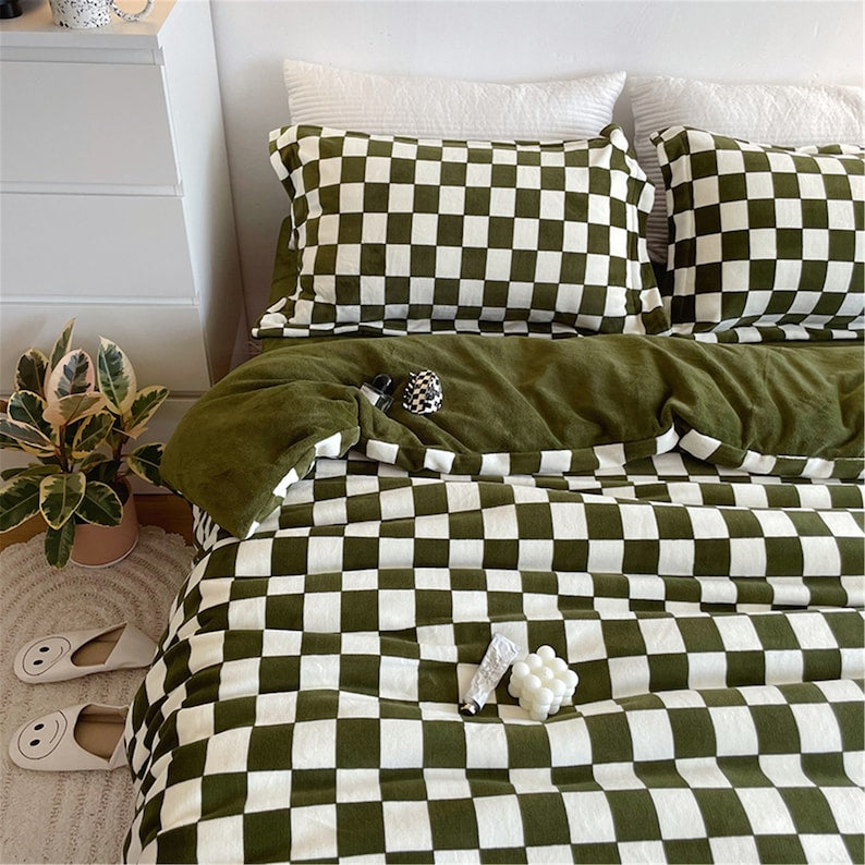 Checkerboard Bedding Set-Luxandluxy