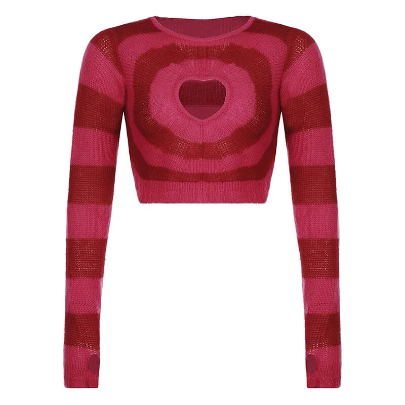 Chest Heart Cut-out Sweater-Luxandluxy