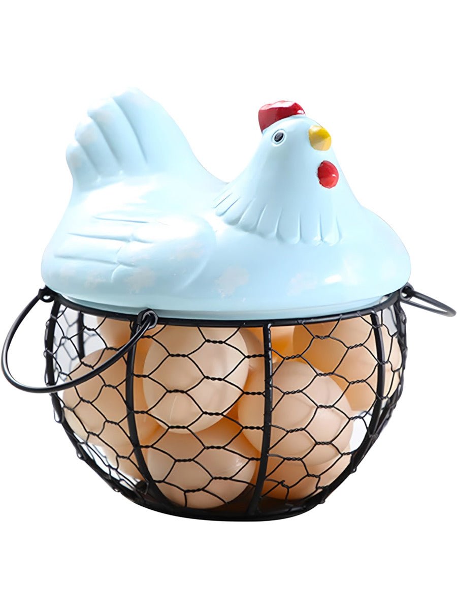 Chicken Ceramic Lid Egg Basket-Luxandluxy