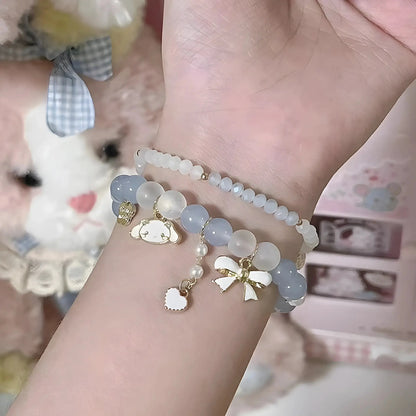 Cinnamoroll Pearl Gold Accent Charm Bracelet Stack-Luxandluxy