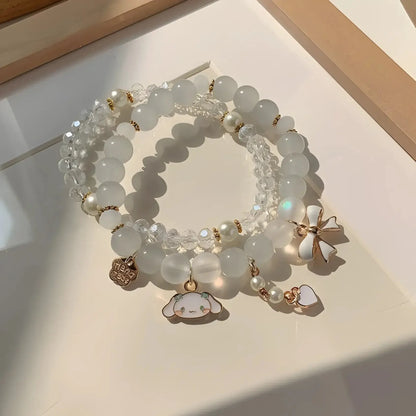 Cinnamoroll Pearl Gold Accent Charm Bracelet Stack-Luxandluxy