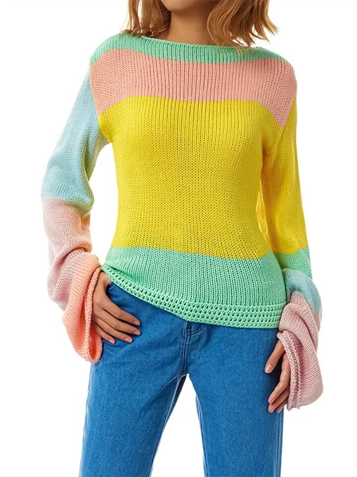 Colorful Knitted Sweaters-Luxandluxy