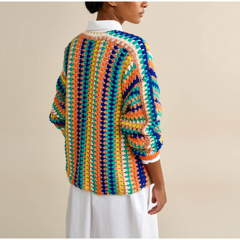 Colorful Striped Knitted Cardigan-Luxandluxy